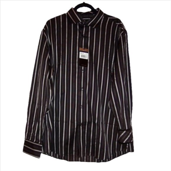Zagiri My Name is Jonas Striped Button Down Sports Shirt - Picture 1 of 4
